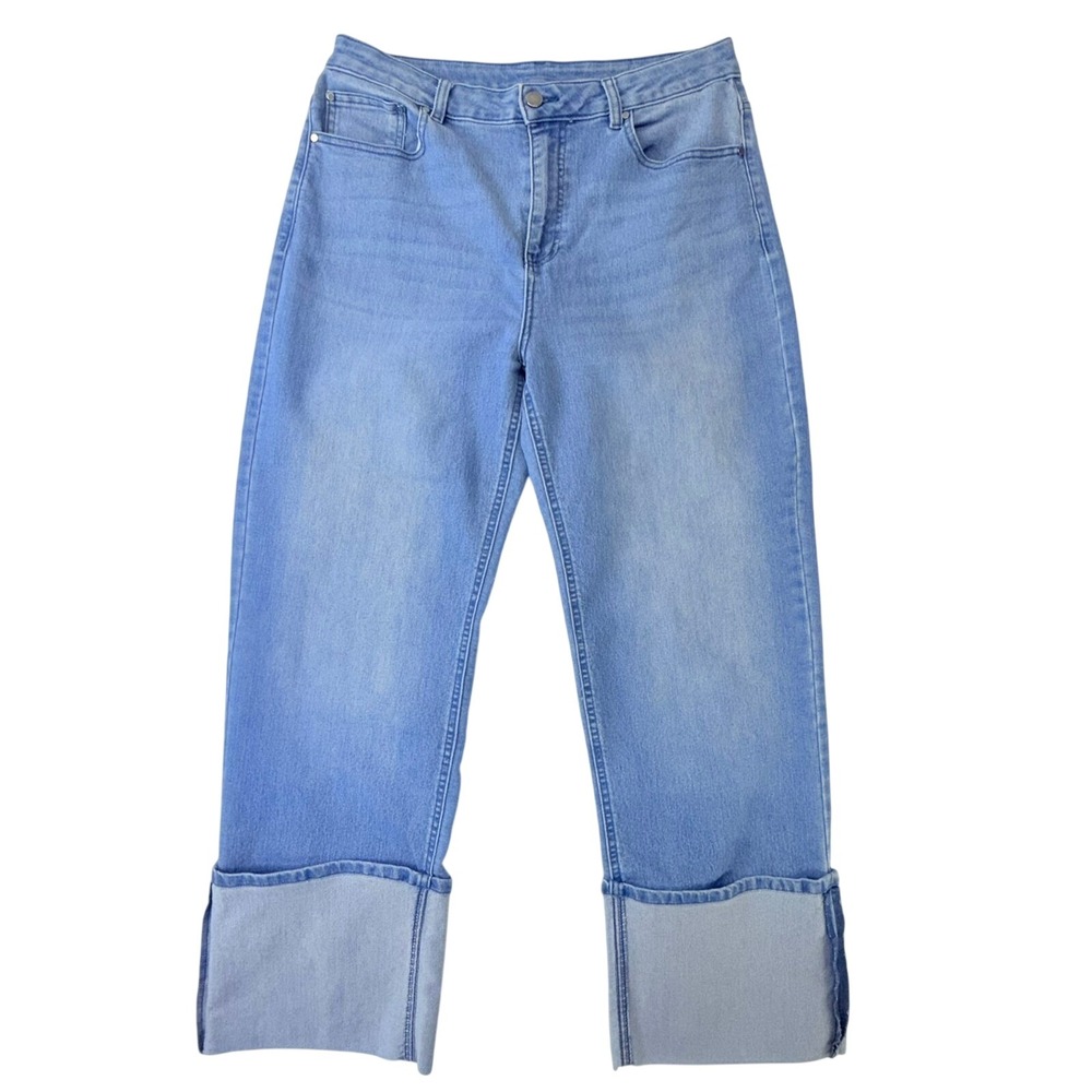 Goldenpoint Light Wash Cuffed Cropped Denim Jeans Women Size 10 12 L‎
